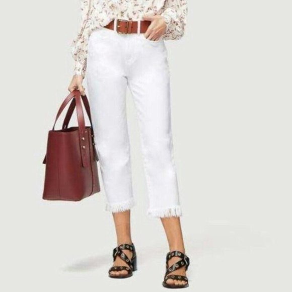Frame Le Stevie Crop Blanc White Size 33 - Picture 1 of 5